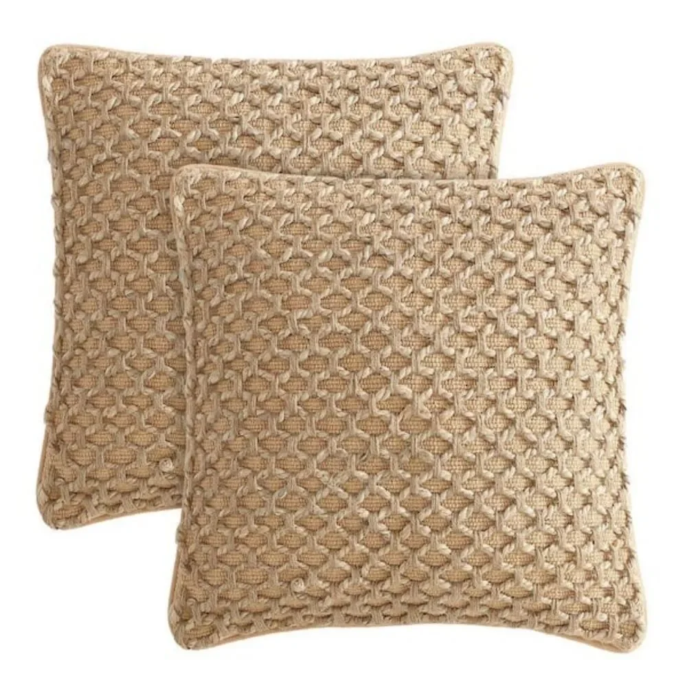 Boho Living Jada 20 x 20 Beige 2-Pack Decorative Throw Pillows